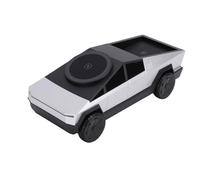 MENDUNER 3 in 1 Wireless Charging Station, Car Model 1 25 Scale Rotating Charger with Ambient Light, for IOS Phone 17 16 15 14 13 12 S25 S24 S23 S22 S21 S20 Note 20 10 Buds 2 Pro (Silver)