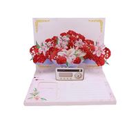 MENDUNER 3D Pop Up Bouquet Greeting Card, Voice Recorder Anniversary, Wedding Plays 4 Minute Message, Includes Envelope Handcrafted Floral Birthday Card for Mom