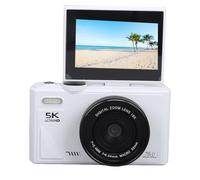 MENDUNER 5K 75MP Mirrorless Camera, 18X Zoom Auto Focus Digital Camera with 3 Inch Flip Screen and Multi Stabilization, Travel Wildlife Photography (White)