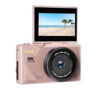 MENDUNER 5K 75MP Mirrorless Camera, 18X Zoom Auto Focus Digital Camera with 3 Inch Flip Screen and Multi Stabilization, Travel Wildlife Photography (Pink)