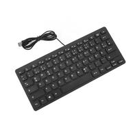 MENDUNER 78 Keys Language Ultra Thin Keyboard Plug and Play USB Wired Compact Keyboard for English Bilingual Users, Durable and Splash Proof, Suitable for Office, Black (German QWETZ Layout)