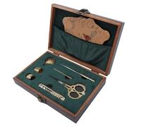MENDUNER Antique Sewing Kit with Scissors | Vintage Embroidery Set Needles Thimbles Awl Bodkin Thread Cutter Winding Board for Craft