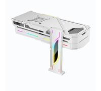 MENDUNER ARGB GPU Support Bracket, 3PIN 5V PC Graphics Card Stand Holder Anti Sag Bracket with Magnetic Base, Height Adjustable Vertical GPU Graphics Card Support (White)