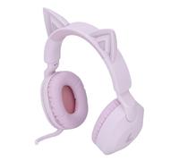 MENDUNER Bluetooth 5.4 Cat Ear Gaming Headset with Mic LED | Foldable Kids Teens Adults Wireless Headphones 35H Battery Type-C Charging (Purple)