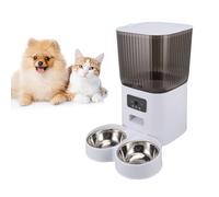 MENDUNER Cat Feeder, 5L Cat Food Machine, Multifunctional Feeder Cat Wet Food 304, Cat Food Dispenser with 5L for Cats and Dogs Indoors (Double bowl with camera)