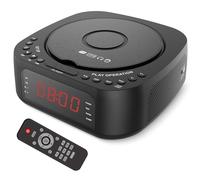 MENDUNER CD Player Portable, Desktop Portable CD Player with Bluetooth Speakers,Wireless Charging, Dimmable Display Dual Alarm with Optional Sound Suitable for Heavy/Light Sleeper (UK Plug)