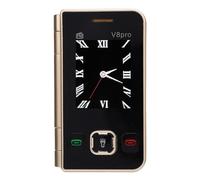 MENDUNER Dual Screen Flip Phone, FM Radio Large Keys Multi Language, 2G Mobile Phone with Dual Screen LED Flashlight, Quick Dial Vibration for Bilingual Households (Gold)