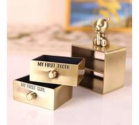MENDUNER Keepsake Baby Teeth Storage Box Metal Alloy Tooth Holder with 2 Drawer, Cute Bear Design First Curl and Tooth Box, Ideal Baby Shower Boys or Girls (MENDUNERh0i5fmk7r4-10331993)