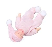MENDUNER Miniature Newborn Doll With Movable Limbs | Porcelain Sleeping Baby In Pink Sweater For Dollhouse 1:12 Scale