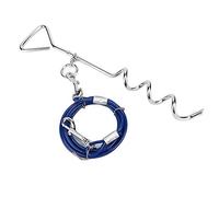 MENDUNER Pet Double-Headed Buckle Steel Wire Traction Chain 100-150KG Pulling Force, Outdoor Carbon Steel Ground Stake, Blue, 16.5x3.5x1.6in for (Dog stake + trumpet)