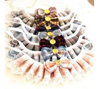 MENDUNER Pet Lace Bib Collar, Elegant and Cute JK Plaid Bandana for Dogs and Cats, for Festive Scenes, Polyester Material (M)