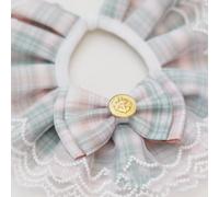 MENDUNER Pet Lace Bib Collar, Elegant and Cute JK Plaid Bandana for Dogs and Cats, for Festive Scenes, Polyester Material (M)