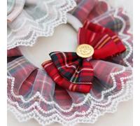 MENDUNER Pet Lace Bib Collar, Elegant and Cute JK Plaid Bandana for Dogs and Cats, for Festive Scenes, Polyester Material (M)