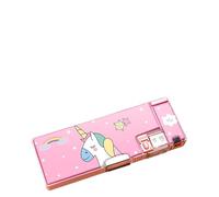 MENDUNER Portable Large Pencil Case with Inbuilt Sharpener, Cute Cartoon Style Pencil Bag for Kids School, Plastic Material (#3)