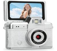 MENDUNER Retro Digital Camera, 180 Degree Flip Screen Vintage Camera with Creative Filters and Beauty Effects, Travel Study Recording Vlog (White)