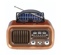 MENDUNER Retro Solar Radio with Bluetooth Speaker, Portable Vintage AM FM Radio, Rechargeable & Solar Battery Operated, TWS, Support TF Card USB Playing for Home (Gold)