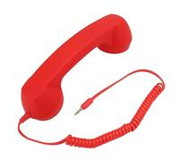 MENDUNER Retro Telephone Receiver Radiation Proof Wired Cellphone Handset with Volume Control for Smartphone PC Support Hang Up and Answer for Home Office Workers (Red)