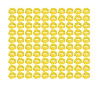 MENDUNER Reusable Poultry Leg Rings for Identification | 8mm Plastic Foot Bands for Pigeons and Birds, No Words, 100 Pack Bird Marking Rings (Yellow)