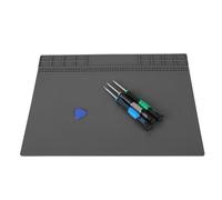 MENDUNER Silicone Heat Insulation Mat for Electronics Repair, 350x250mm Anti-Static Maintenance Pad Workstation for Phone & Computer, High Temp Resistant to 500℃ (Gray)