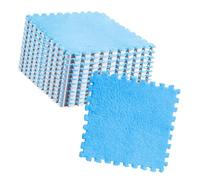 MENDUNER Soft Plush Puzzle Mats | Anti-Slip Interlocking Foam Tiles For Playroom Nursery Kids Room (Blue)