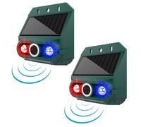 MENDUNER Solar Motion Sensor Animal, 129dB Siren Strobe Light, 4 Modes, IP55 Outdoor Security Device for Yard, Garden, Farm to Deter Cats, Deer, Squirrels (2 Pack)