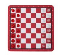 MENDUNER Stable Travel Chess Set 24cm | Transparent Wood Chess Board with 49mm King, Wear-Resistant Black & White Strategy Game (Red White)