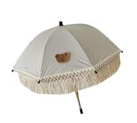 MENDUNER Youth Beach Umbrella with Cartoon Bear Pattern, Lightweight Sun Protection for Beach, Garden, Non-Woven (Tassels Bear Pattern)