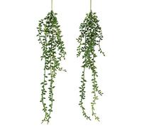 Meneco Artificial Hanging Succulent Plants - 2 Pack String of Pearls Plant Artificial Hanging Plants Unpotted Fake Plants Decor (Small)