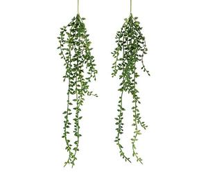 Meneco Artificial Hanging Succulent Plants - 2 Pack String of Pearls Plant Artificial Hanging Plants Unpotted Fake Plants Decor (Small)