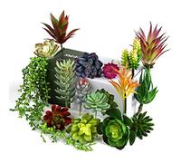 Meneco Artificial Succulent Plants 16 Pack Faux Succulents Artificial Plants Lifelike Fake Succulent Plants Unpotted