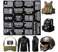 Meneng Christian Hook and Loop Patches: 12PCS Tactical Embroidered Military Applique for Backpack Jacket Vest Hat - Bible Verses Morale DIY Crafts for Men Veteran Tactical Gear
