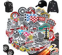Meneng Iron On Patches for Racing Fans: 36Pcs Race Car Checkered Flag Embroidered Patch - Dynamic Racing Sew On Appliques for DIY Clothing Backpack Jacket Hat