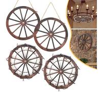 Meneng Wagon Wheel Western Decor: Wild West Theme Cowboy Home Party Wall Decorations Set - Rustic Wooden Farmhouse Cartwheel for Farm Yard Garden