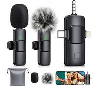 MENERESAS 3-in-1 Mini Microphone for iPhone: Wireless Lavalier Microphones for iOS/Android/Camera - Noise Reduction Lapel Mic for Live Stream - HiDefSound for Video Mavericks