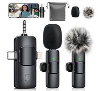 MENERESAS Mini Microphone for iPhone/Android: 3-in-1 Wireless Lavalier Microphone with Crystal Sound and Noise Reduction for Camera, Professional Video Recording, YouTube, TikTok