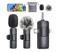 MENERESAS Wireless Lavalier Microphone for iPhone: 3 in 1 Mini Microphones for iPad, Camera and Android Devices, Noise Reduction Lapel Mic