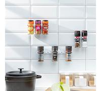 Menerva 15 SPICE RACK ORGANISER SPICE JAR GRIPPER CUPBOARD DOOR CABINET SPICE RACK HOLDER CLIP UK Designed Strong 3M VHB tape Cleaning Wipe Screw Fit Set