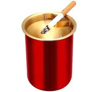 MENFENG Stainless steel Ashtray，Windproof, Cigarette Ashtray for Indoor or Outdoor Use，Outdoor ashtrays for patio，Ash Holder for Smokers,Desktop Smoking Ash Tray for Home Office Decoration (Red)