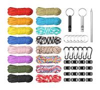 Meng Jiaran 160 Feet 16 Colors Paracord Cord with Buckles Keychain Key Rings and 3 Piece Paracord Lacing Needle Stitching Needles Kit,Paracord Combo Crafting Kits
