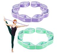 Meng Jiaran 2 Pcs Stretching Bands, Yoga Straps with 8 Adjustable Loops, Stretch Bands for Exercise, Leg and Hamstring Stretcher for Gymnastics, Pilates, Yoga, Dance, Fitness Resistance