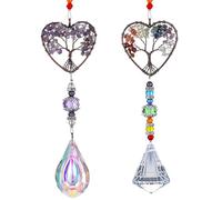 Meng Jiaran 2PCS Glass Crystal Suncatcher, Rainbow Maker with Ball Prism Hanging Crystals Sun Catcher for Windows, Garden