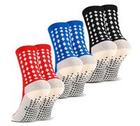 Meng Jiaran 3 Pairs Kids Football Socks Grip Socks, Anti-Slip Football Socks Nonslip Football Socks Kids Long Breathable Soccer Socks for Running Training Socks for Boys Aged 5-12(Size 3.5-5)