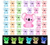 Meng Jiaran 30 Pcs Resin Koala Animals, 6 Colors Luminous Mini Plastic Animals, Tiny Koala figures for Micro Fairy Landscape Garden Aquarium Dollhouse Cake Decor