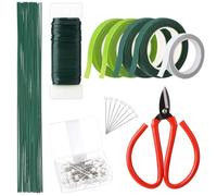 Meng Jiaran 38Pcs Floral Arrangement Tool Kit Floristry Supplies Including Scissors Florist Tape Florist Wire Floral Stem Wire Ball Head Pins Flower Arranging Accessories for DIY Bouquet Stem Wrap