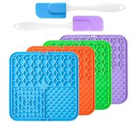 Meng Jiaran 4 Pcs Licky Mats for Pets, Lick Pad with Suction Cups for Anxiety Relief, Slow Feeder for Dogs and Cats, Lick Mats with 2 Spatula for Grooming and Training