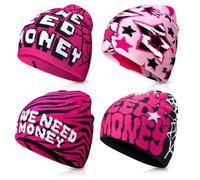 Meng Jiaran 4 Pcs Y2k Beanie Hat,Knitted Hat,Winter Warm Acrylic Y2k Hats,Spider Web Beanie Y2k Accessories for Women Men Multicolour