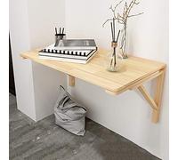 MENG Solid Wood Wall-mounted Computer Desk Folding Kitchen Dining Desk For Study, Bedroom, Home Office, Balcony, Multifunctional, Save Space, Pine,50-120cm