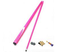 MENG The Wear-Resistantmadebilliard Pool Cue 1/2 Section Handcraft Snooker Cue, Carbon Fiber Pool Cues Adult, with Stable Force Transmission and Stainless Steel Copper Interface,9.5Mm Pink