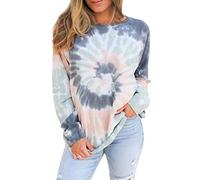 Mengar Womens Color Block Loose Fit Jumper Long Sleeve Tops Pullover Sweatshirt