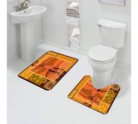 MENGCH 2 piece bath mat set Non-sliding bathroom cushion water absorption bathtub machine washable carpet toilet floor,African, child and mother at sunset walking in savanna Desert Dawn Kenya Natu, W
